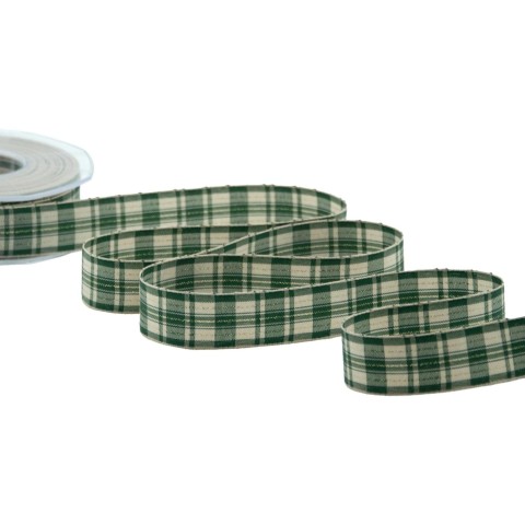 NASTRO VERDE INGLESE TARTAN SCOZZESE 25MM. 20MT.